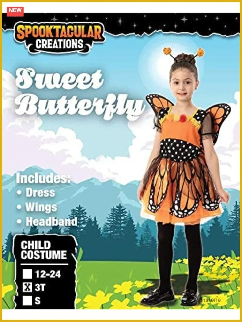 Kids Butterfly Halloween Costume with Wings and Headband - Fantasy Dress Up